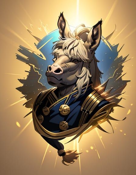 Anime Style Donkey in Military Uniform - 3D Render
