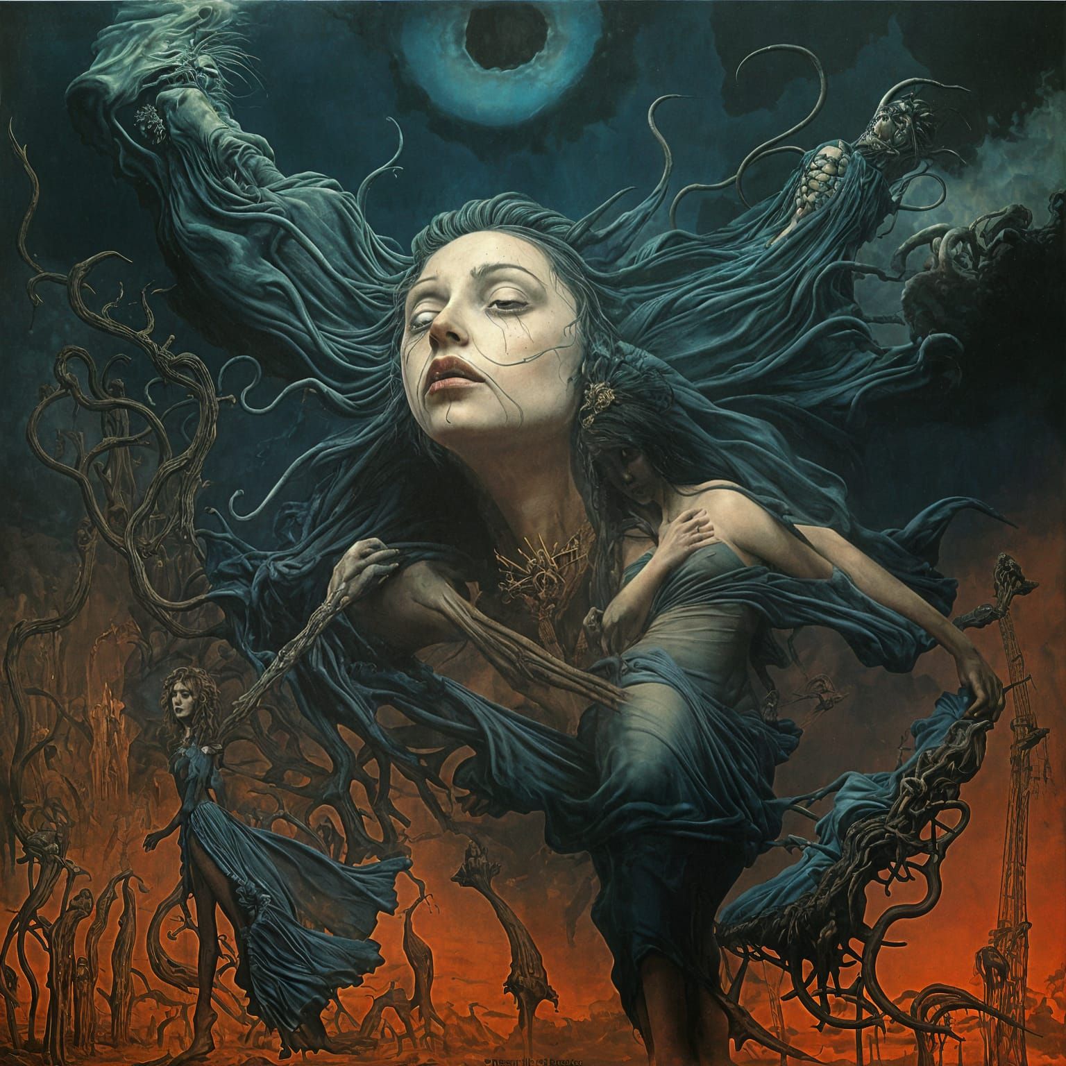 Surreal Blues Techno Fusion in Surrealism Style