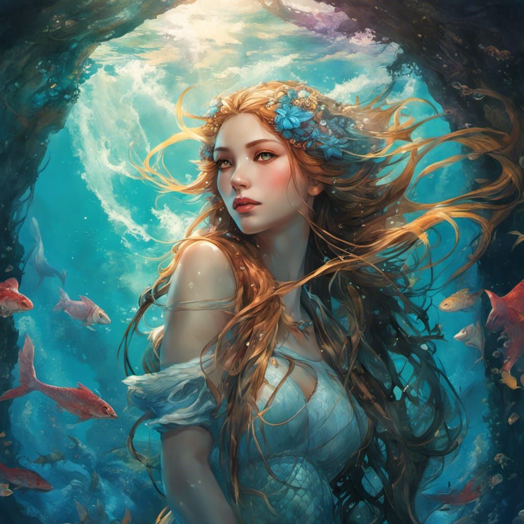 Beautiful Mermaid in Graffiti Art Style