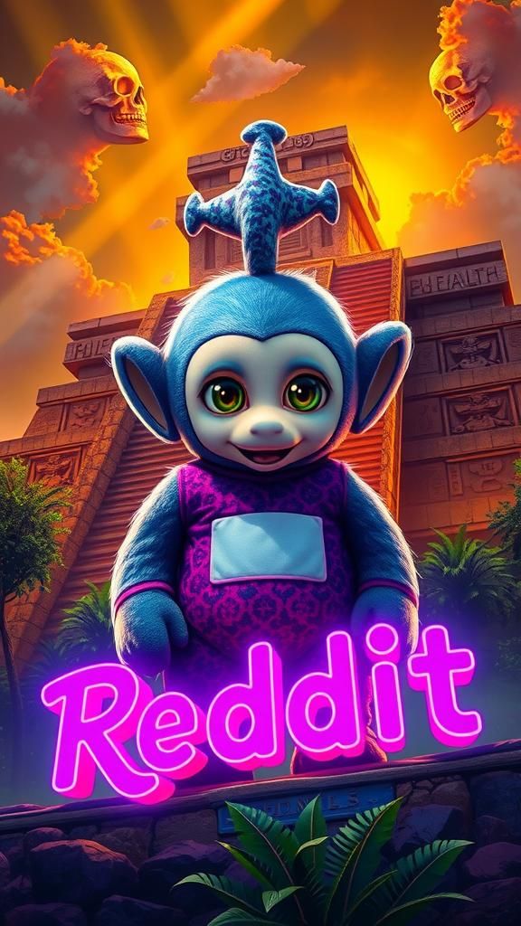 Teletubby Guardian of Mayan Temple in Anime Style