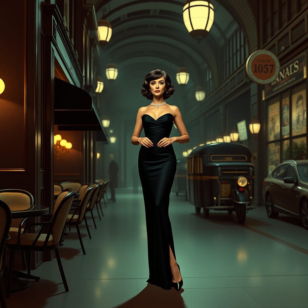 Diana Rigg in Vintage London, Syd Mead Style