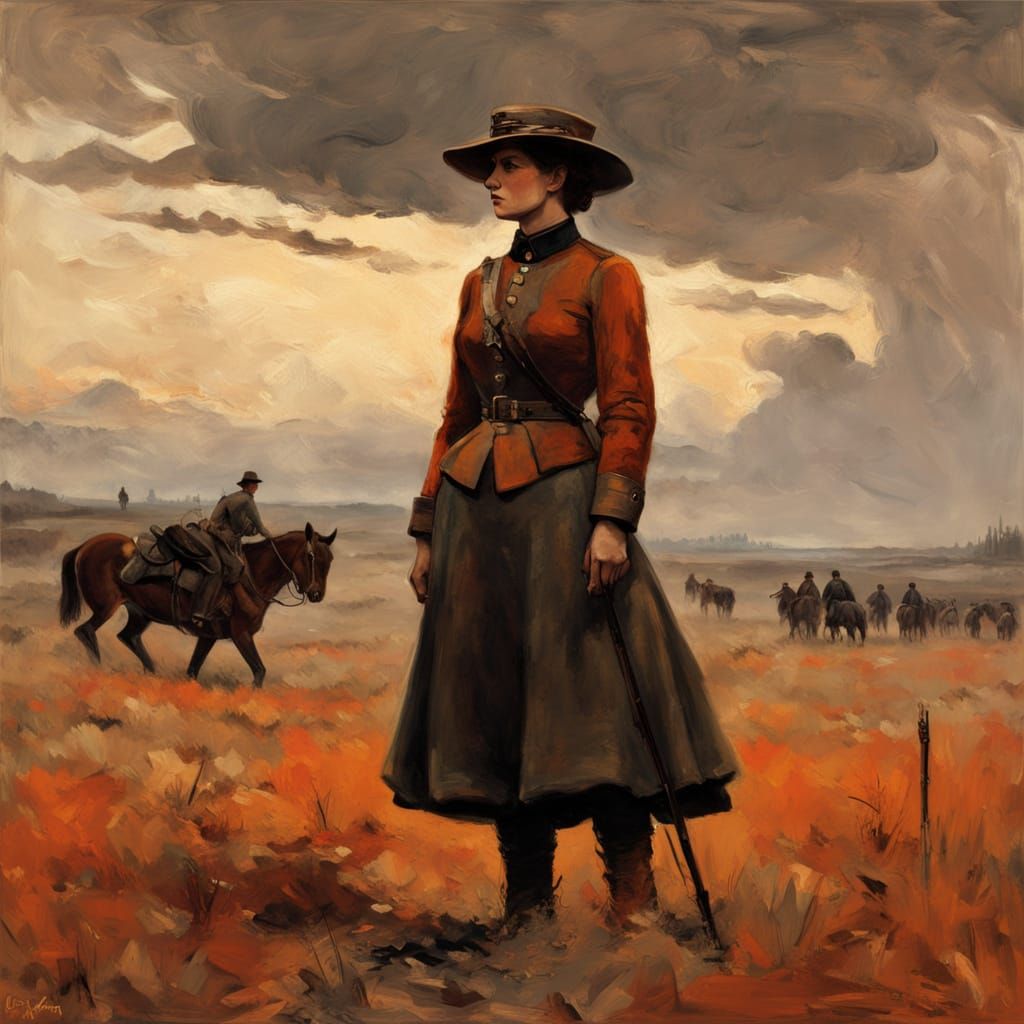 Union Soldier on Desolate Battlefield, Oil Painting