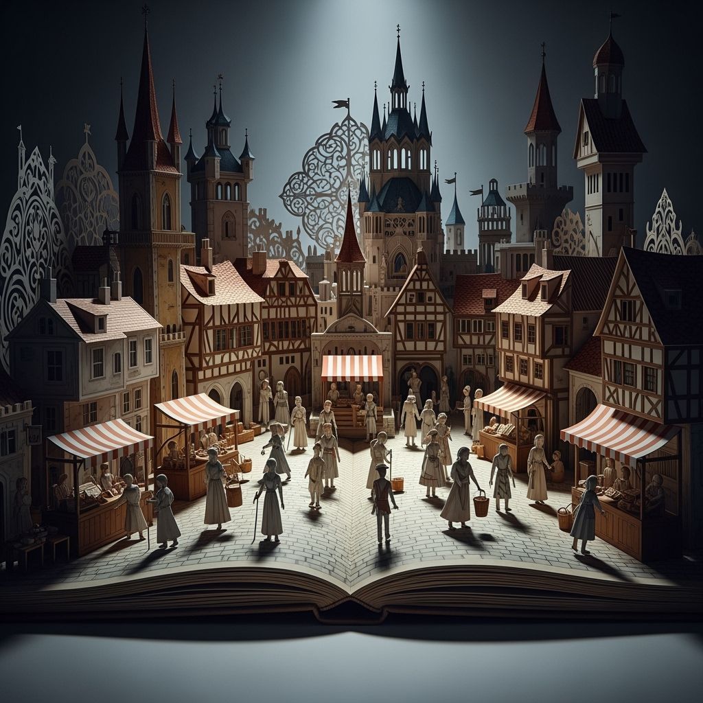 Medieval Papercraft Town Square: A Pop-Up Book Scene