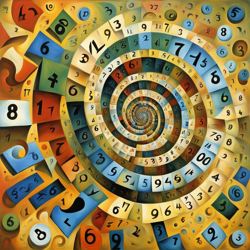 Surreal Numbers Spiral in Post-Impressionist Style