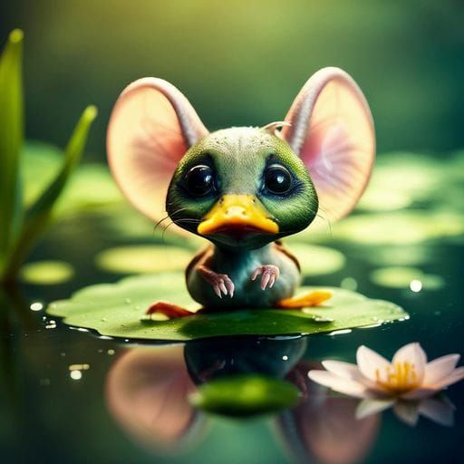 Mouse Duck on Lily Pad