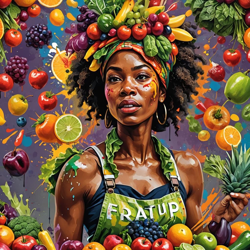 Hyperrealistic Portrait with Fruits and Vegetables