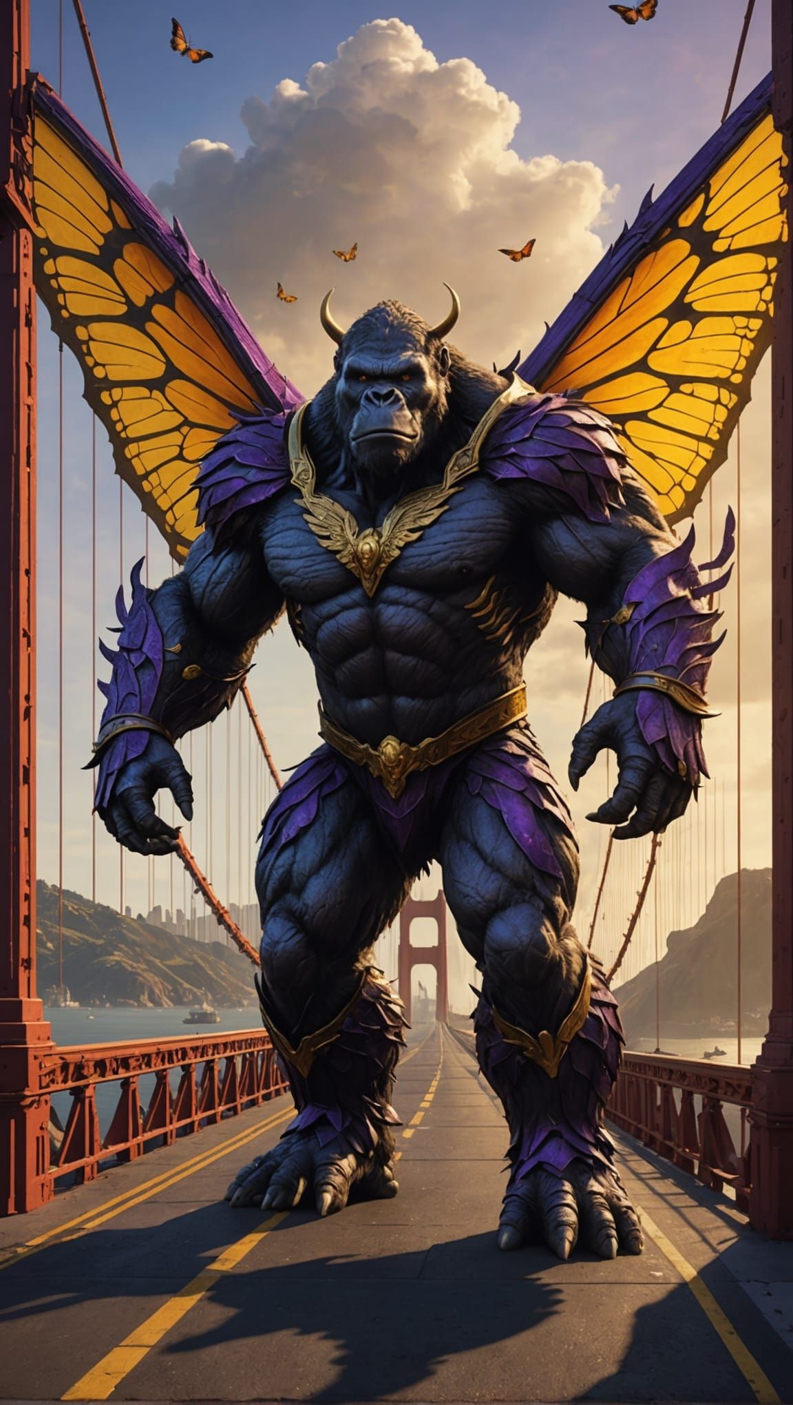 King Kong Butterfly Hybrid on Golden Gate Bridge