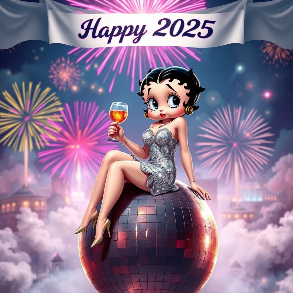 Glamorous Anime Goddess Sparkles with Sequins and Fireworks