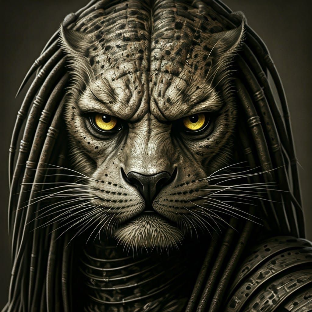 Hyperdetailed Charcoal Portrait of a Predator