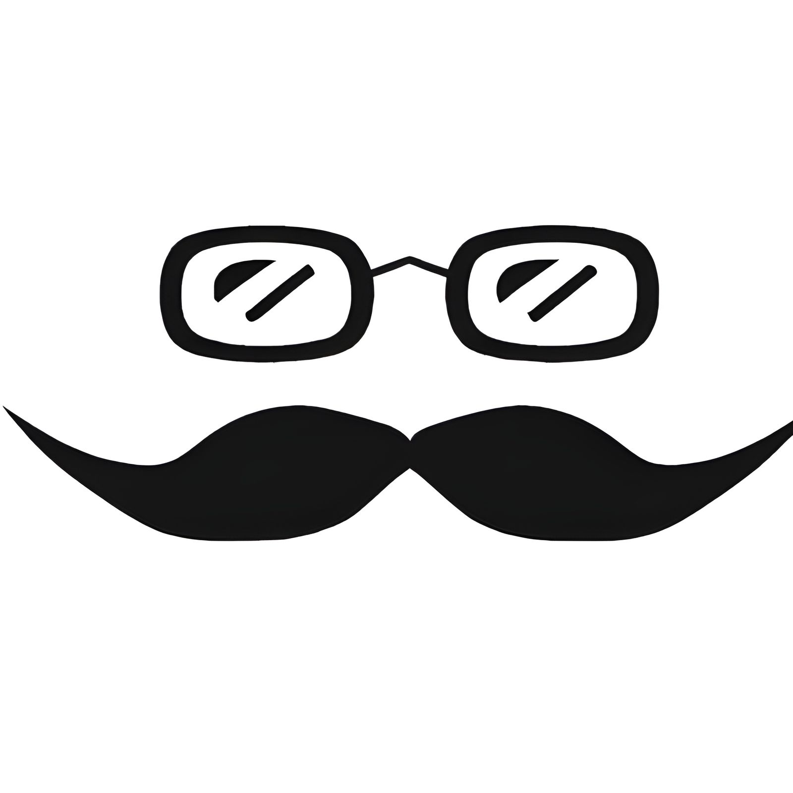 Minimalist Logo with Glasses and Mustache in Black and White
