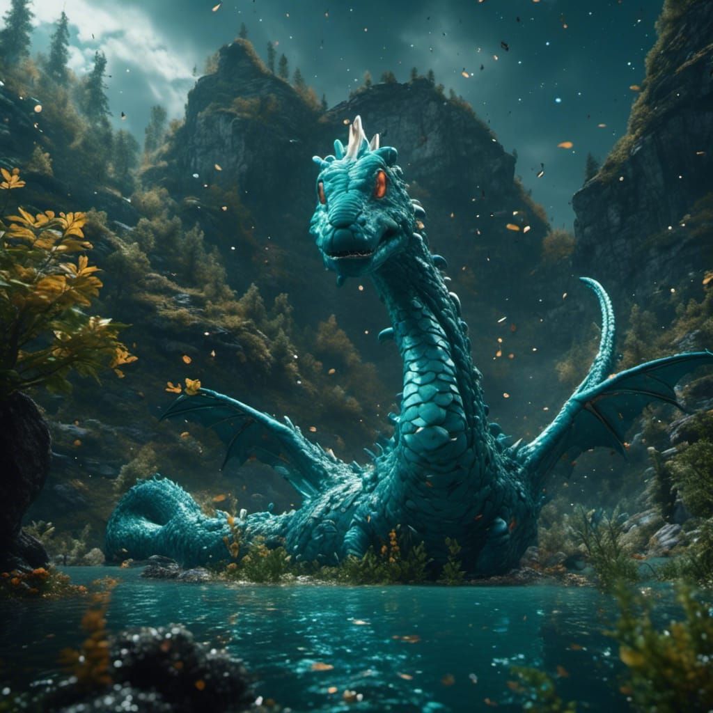 Winged Loch Ness Monster in Cinematic Art