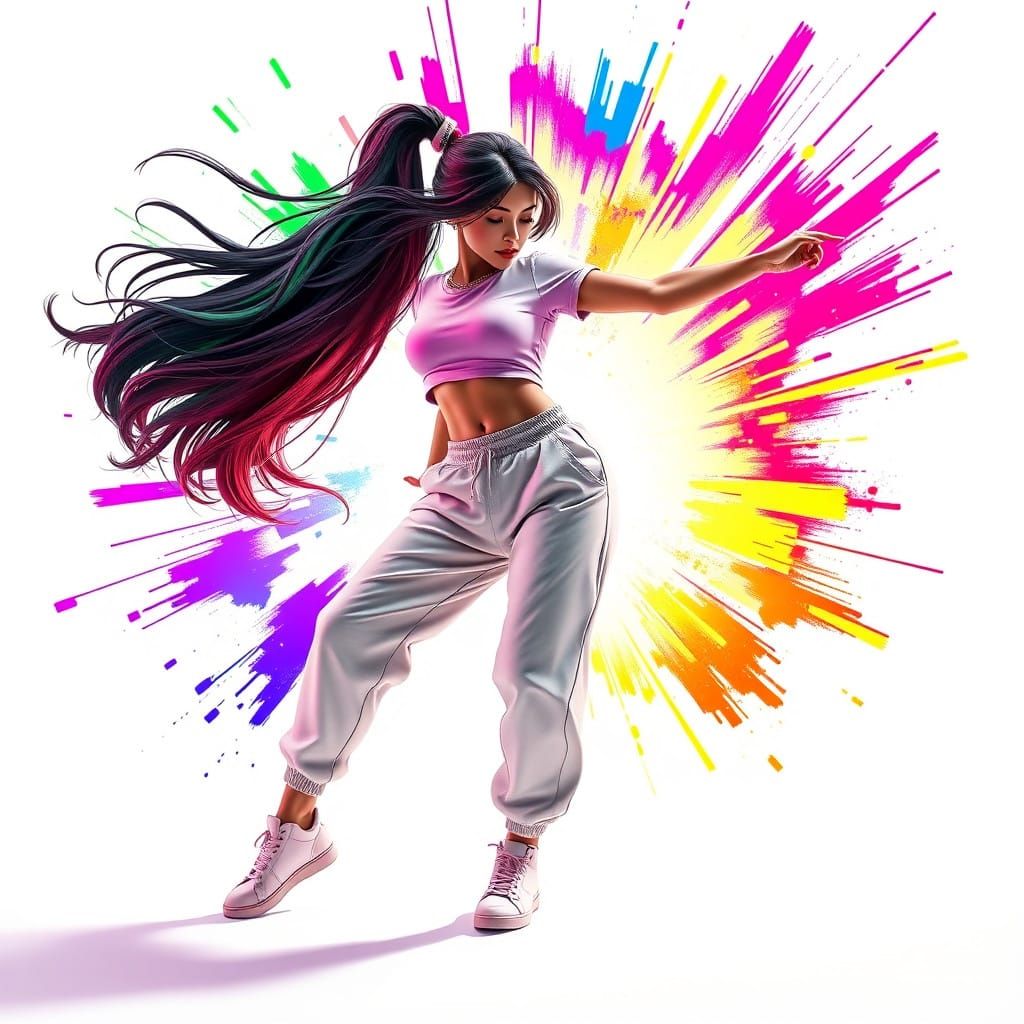 Vibrant Hip Hop Dancer in a Whimsical 3D Artistic Setting