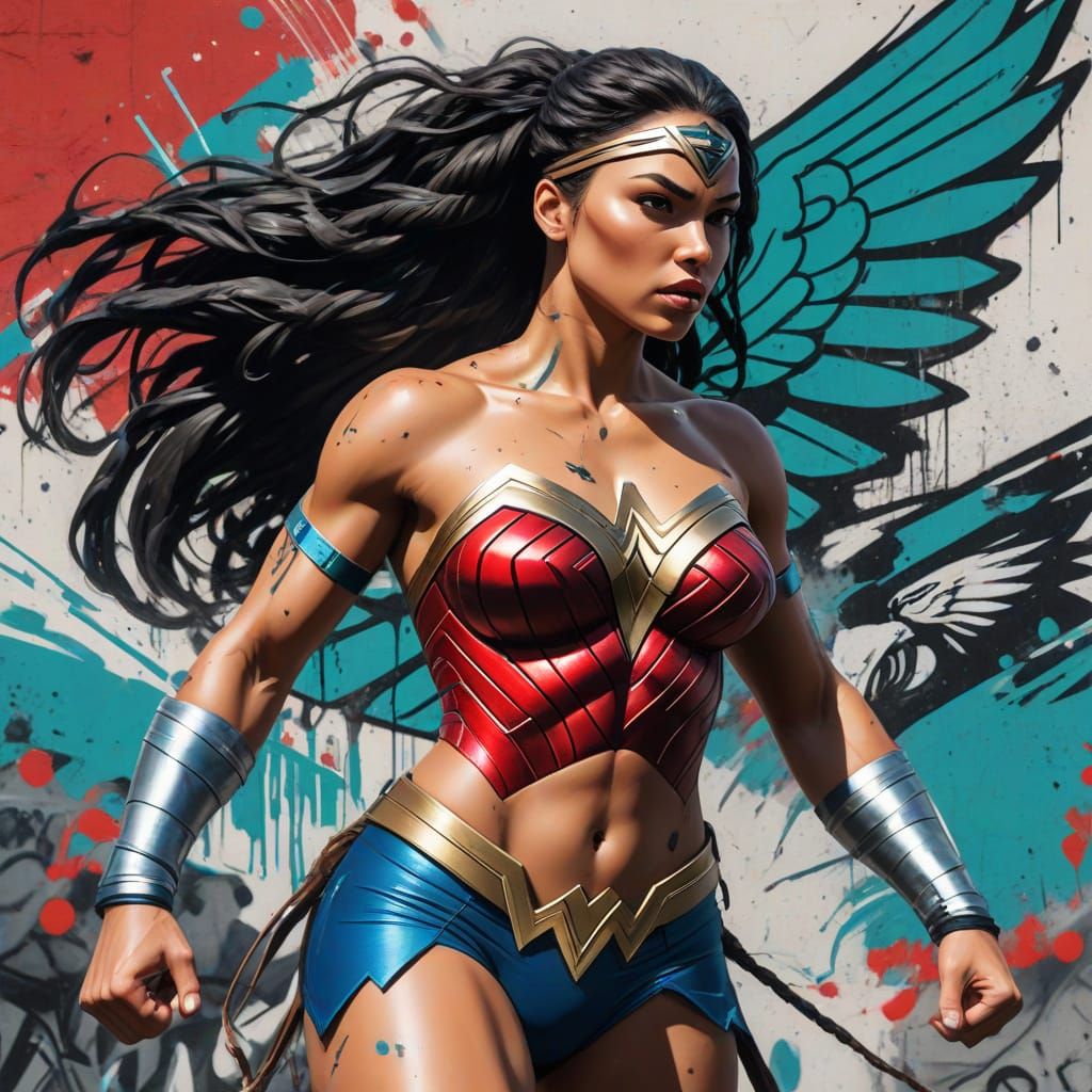 Dynamic Black Wonder Woman in Philadelphia Eagles Gear