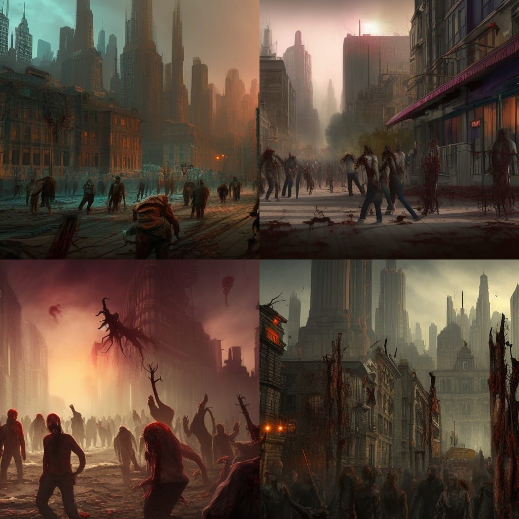 Zombie Apocalypse Cityscape: Detailed Matte Painting