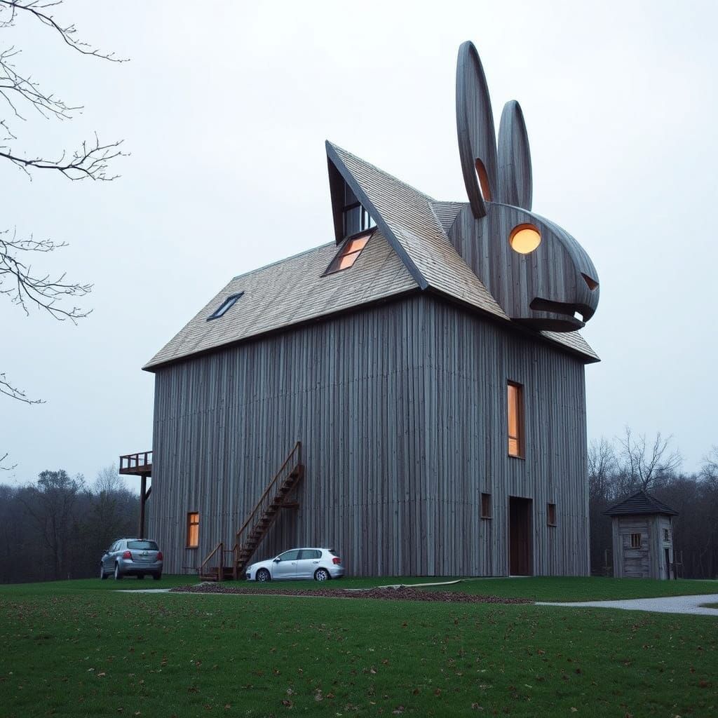 Surreal Wooden Rabbit House: Renaissance Constructivism