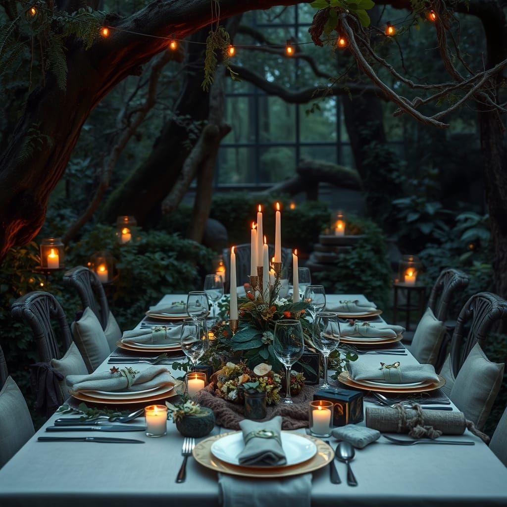 Enchanted Woodland Dinner in Earthy Tones