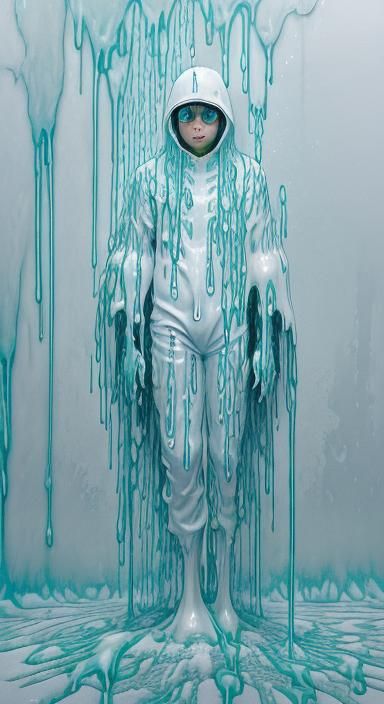Viscous White Goo Full Body Suit in Hyperreal Photo