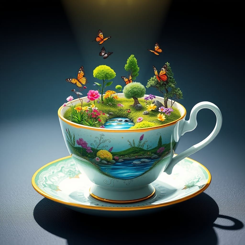 Teacup Ecosystem: A Miniature World in 3D