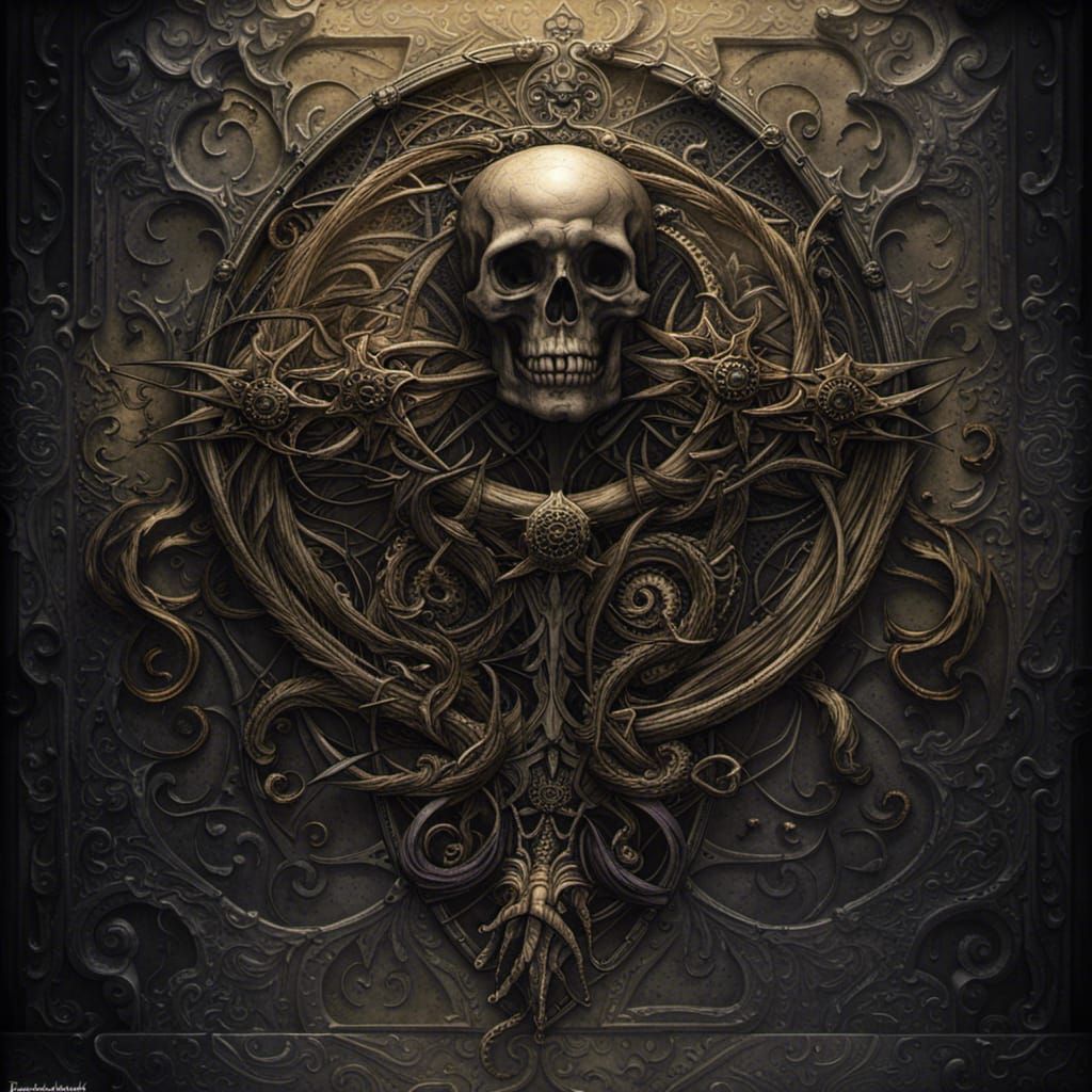 Mysterious Talisman with Skull in Dark Fantasy Art