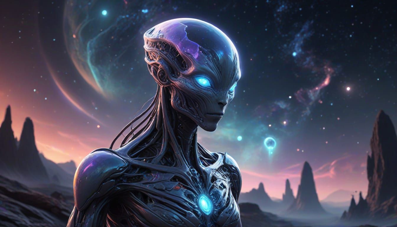 Ethereal Saturnian Aliens in Cosmic Nebulae