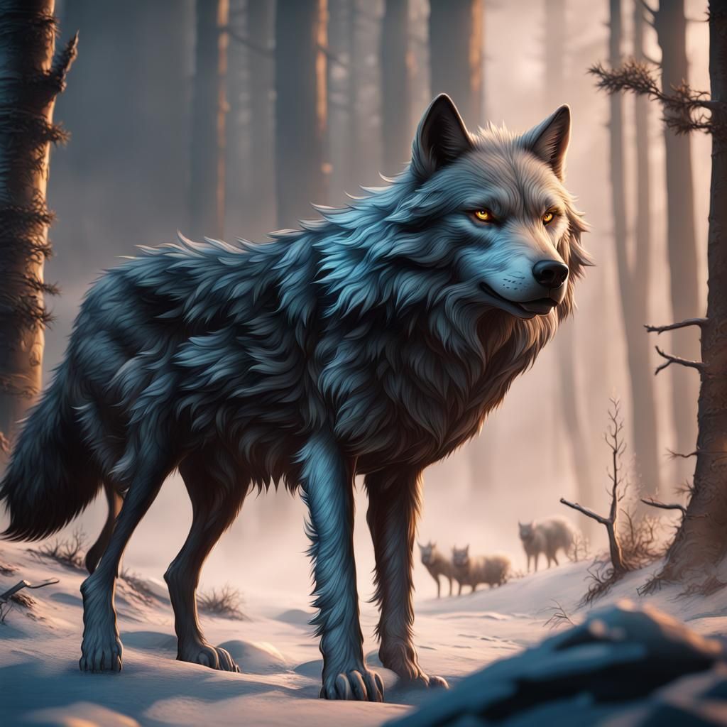 Wolves in Detailed Fantasy Landscape