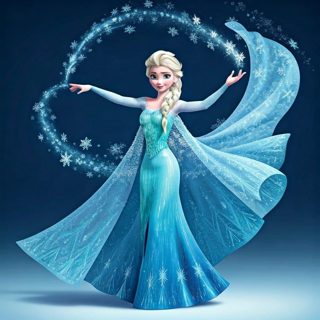 Elsa Dancing in the Snow, Disney Style