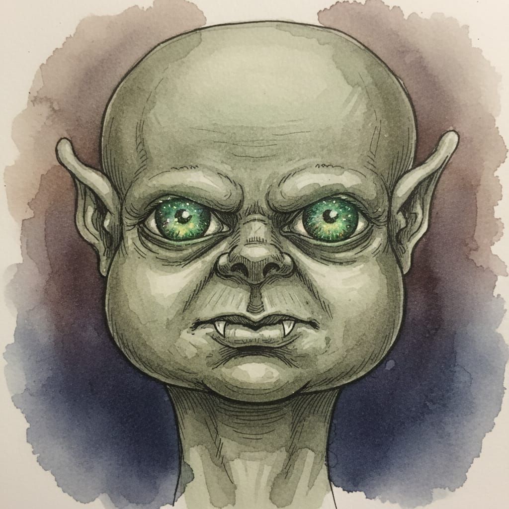 Mysterious Bat Boy in Ukiyo-e Watercolor Style