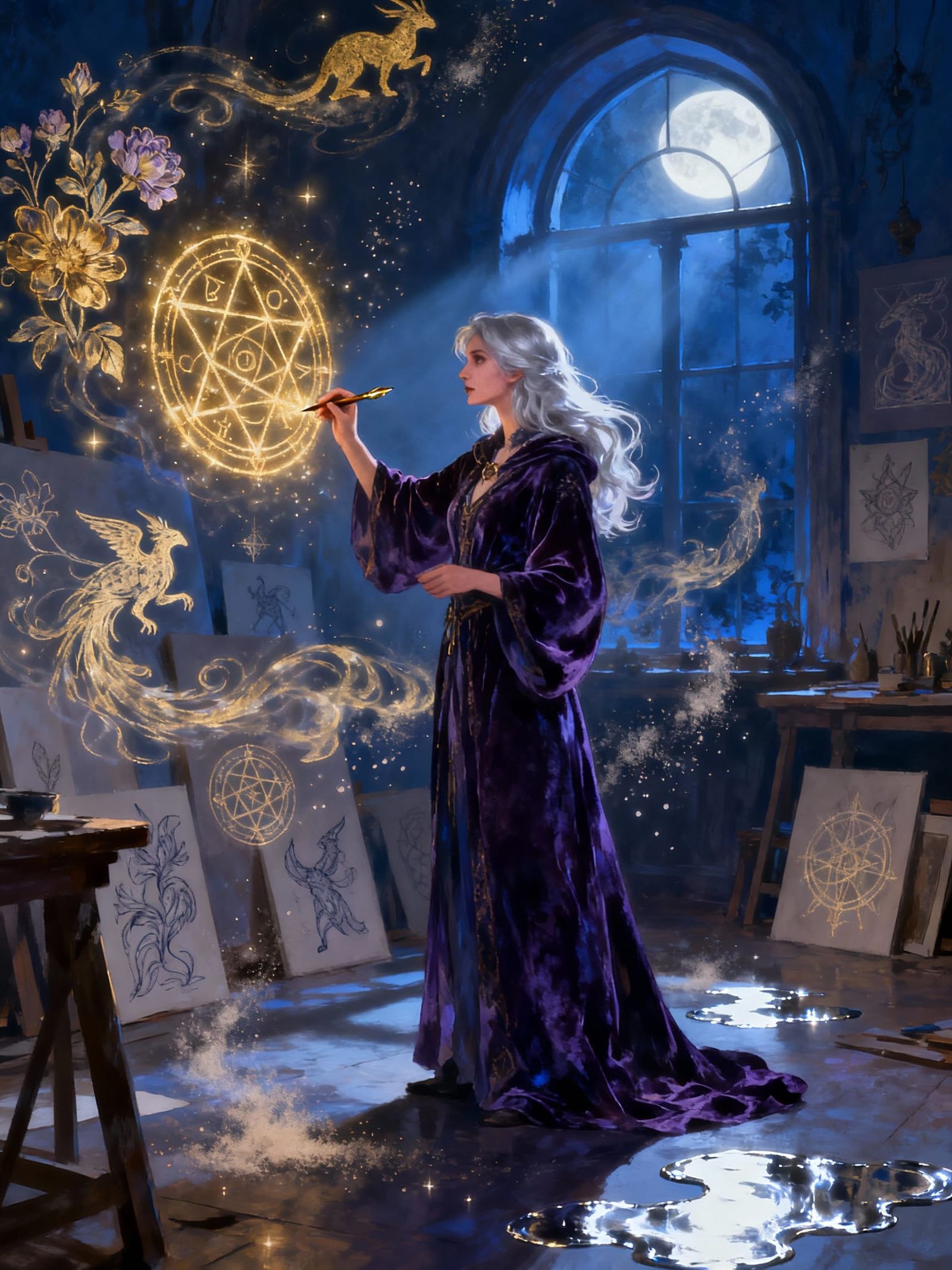 Witchy Artist Sketches Magic Sigils in Painterly Fantasy Sty...