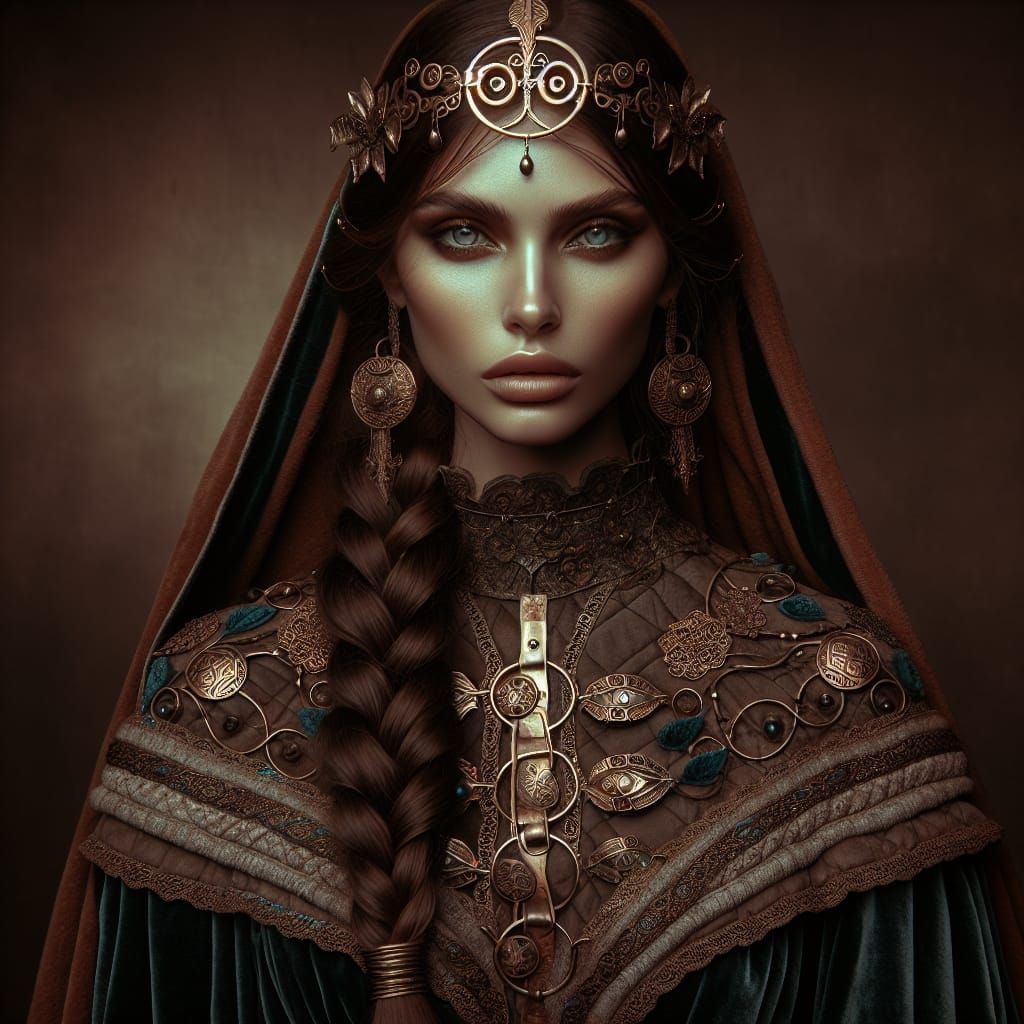 Lithuanian Fate Goddess in Art Nouveau Style