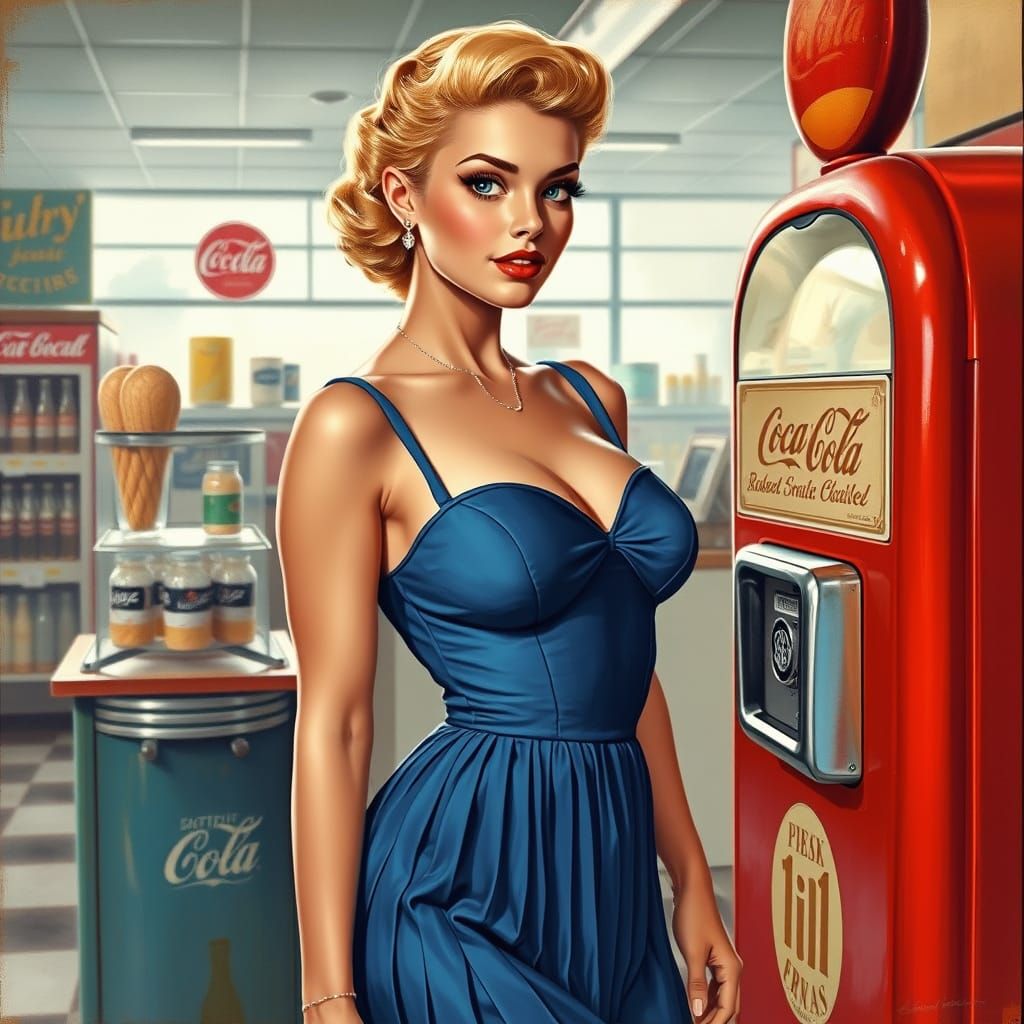 Radiant Pin-Up Girl in Hyperrealistic Glamour Style