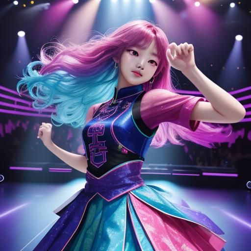 Vibrant K-Pop Idol Wonyoung Performs Energetic Dance Routine...