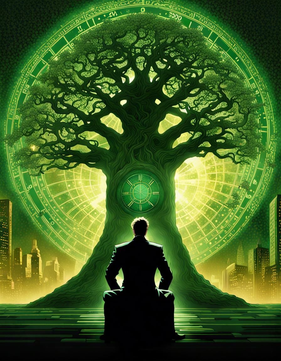 God of Stories at Yggdrasil in Comic Book Style