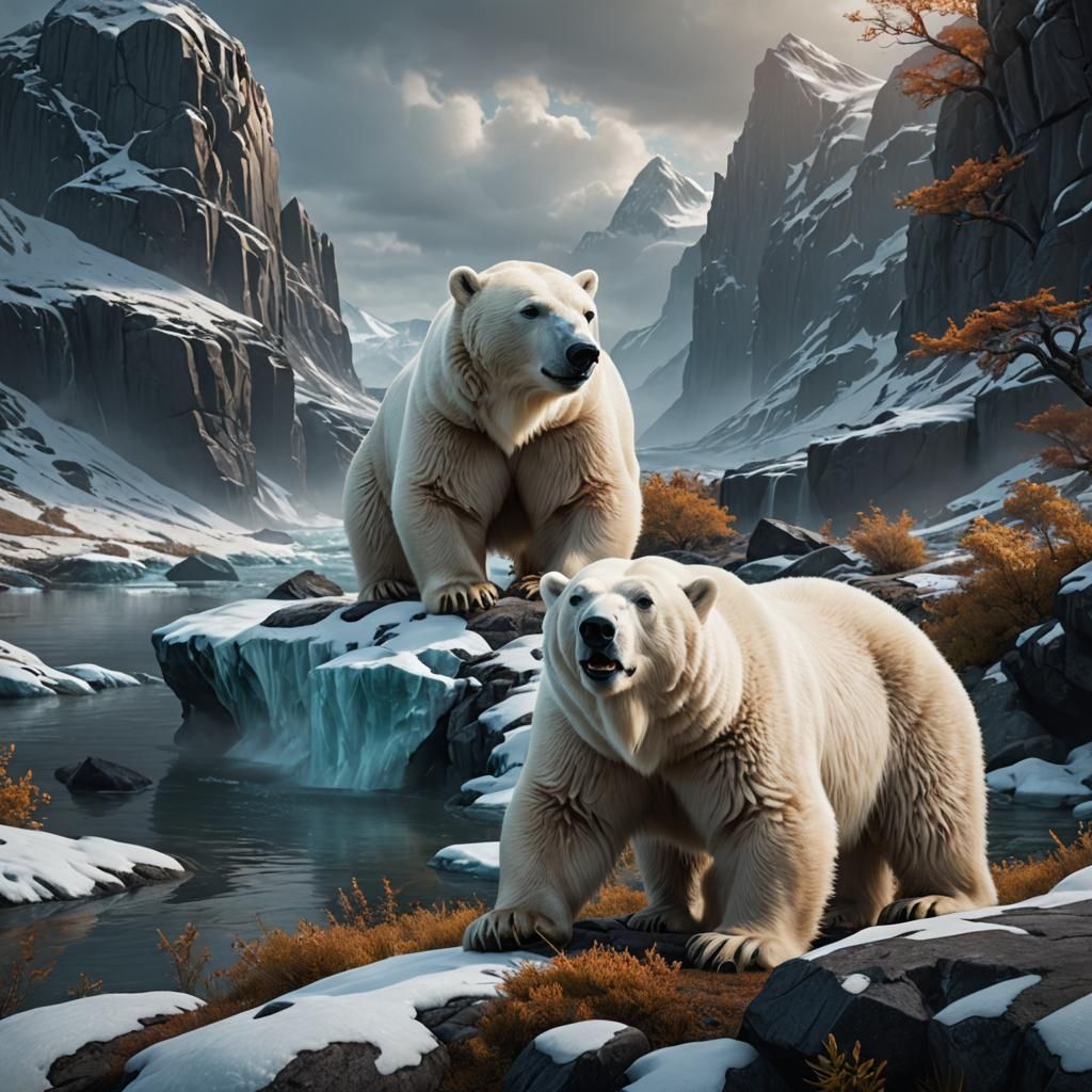 Detailed Matte Painting of a Polar Bear