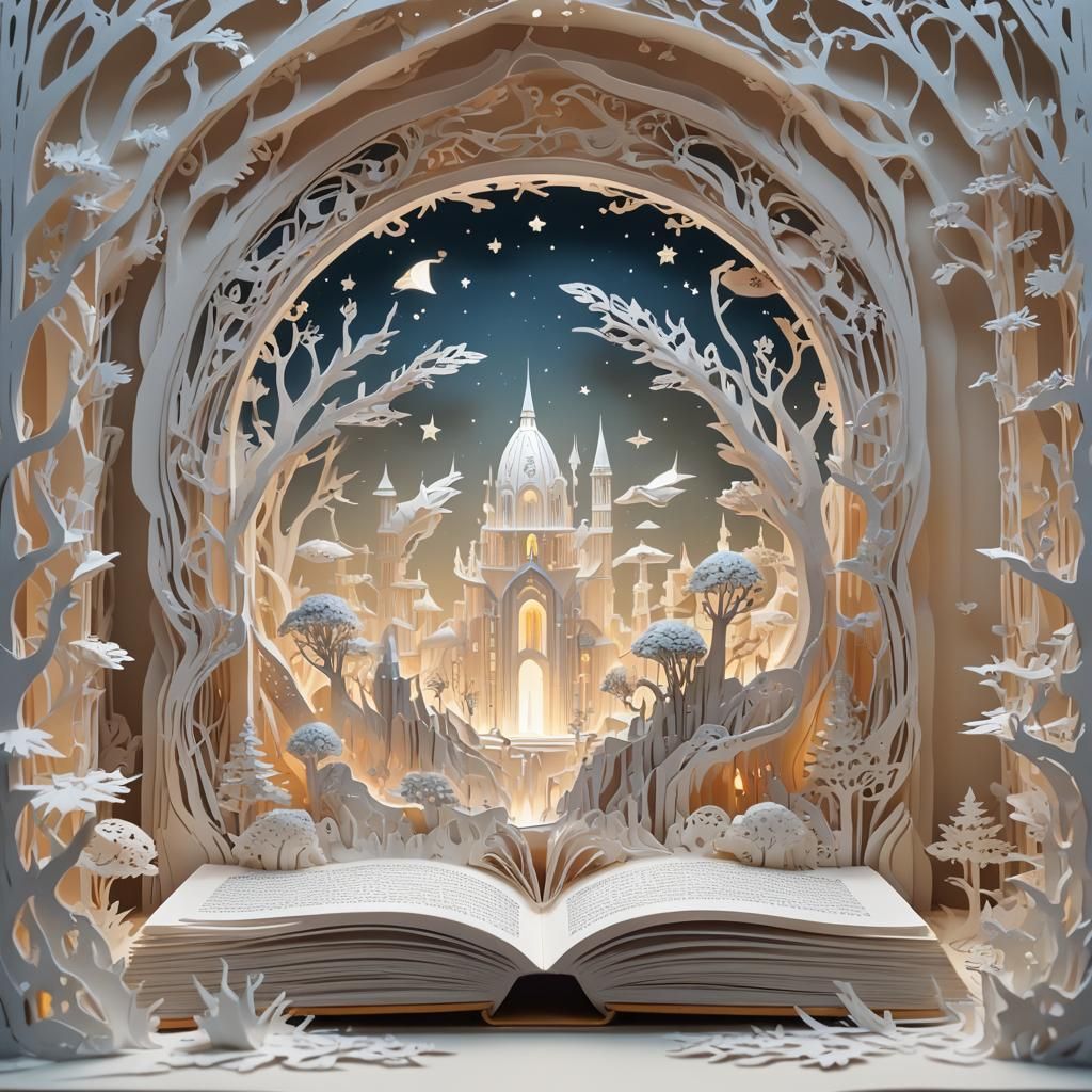 Front view, Centered Open book (pop up book: 2.0) Miniature ...