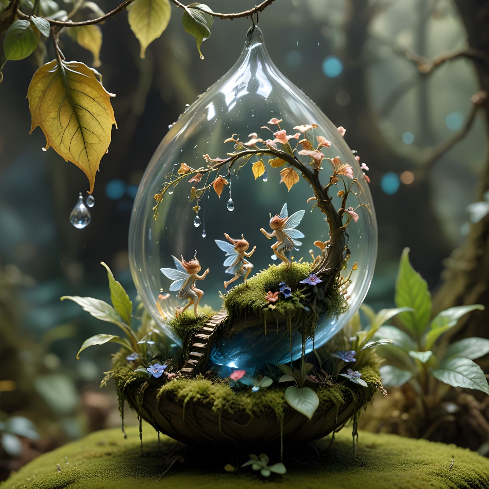 Fairies Dancing in a Dewdrop World