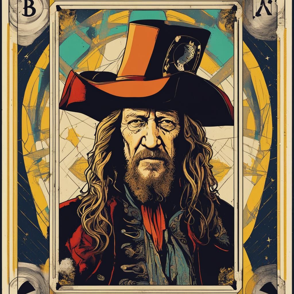 Captain Barbossa as Death Tarot Card in Pop Art