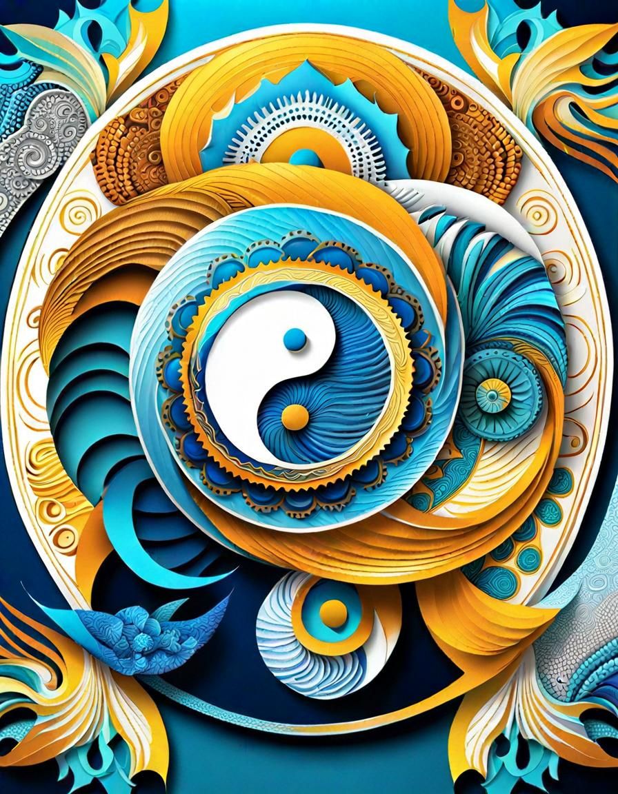 Yin Yang Mandala: Ocean and Desert in Pointillism