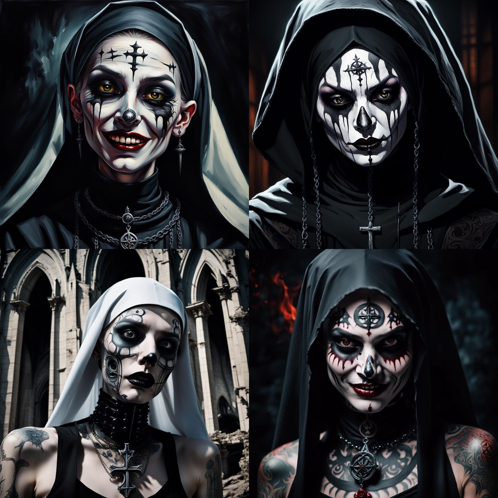 Unholy Nun with Tattoos and Piercing