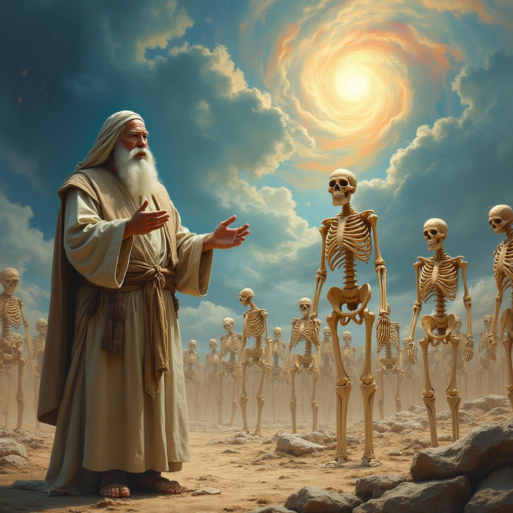 Ezekiel's Divine Prophecy Unfolds Amidst a Valley of Dry Bon...