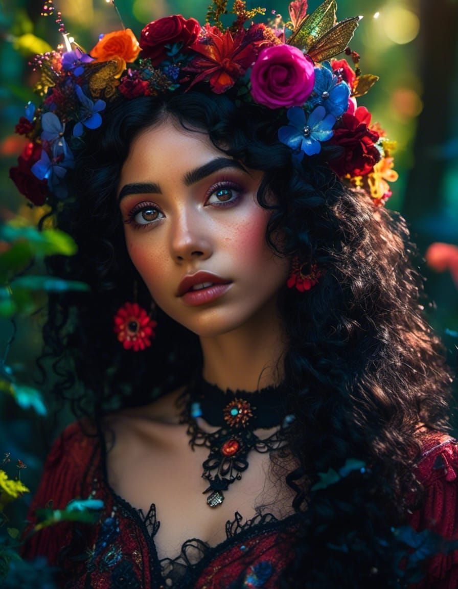 Fairy Woman Portrait in Gothic Anime Style