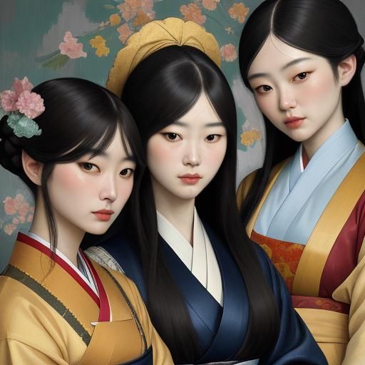 Korean Girls Portrait Inspired by Ingres