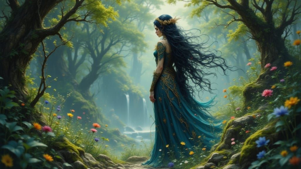 Guardian of Secret Spring in Mystical Forest Portrait