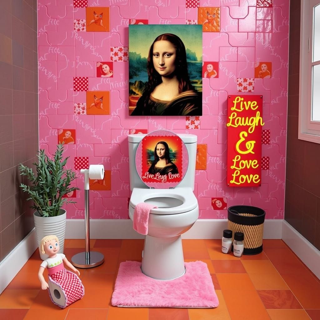 Kitsch Toilet Portrait of Mona Lisa