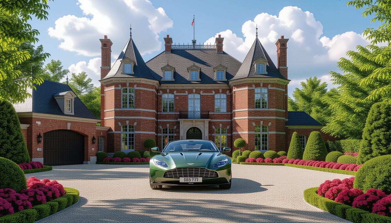 Victorian Chateau with Aston Martin in Monet Style