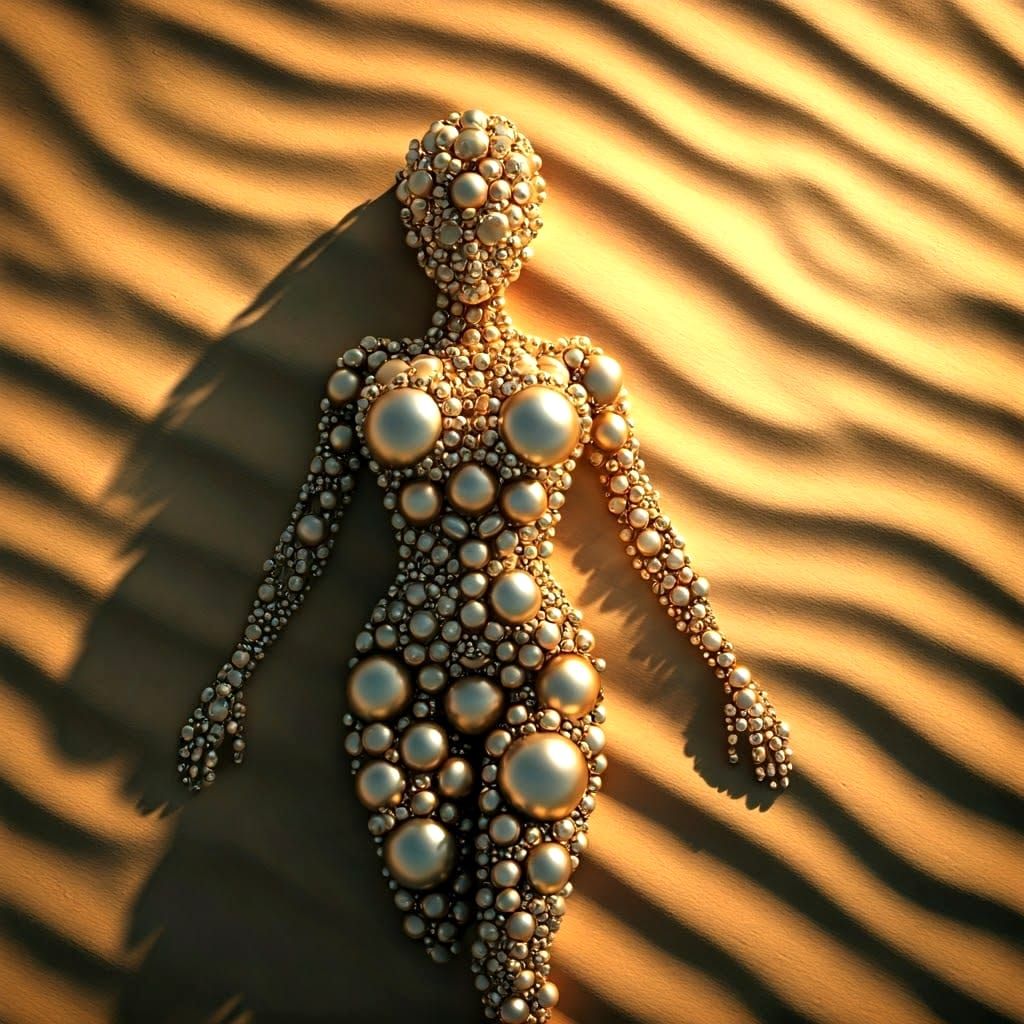 Surreal Ball Sculpture Goddess in Desert Landscape