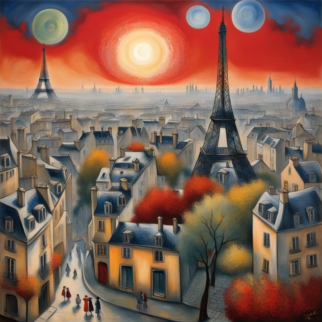Paris Sunrise in Eclectic Surrealist Style