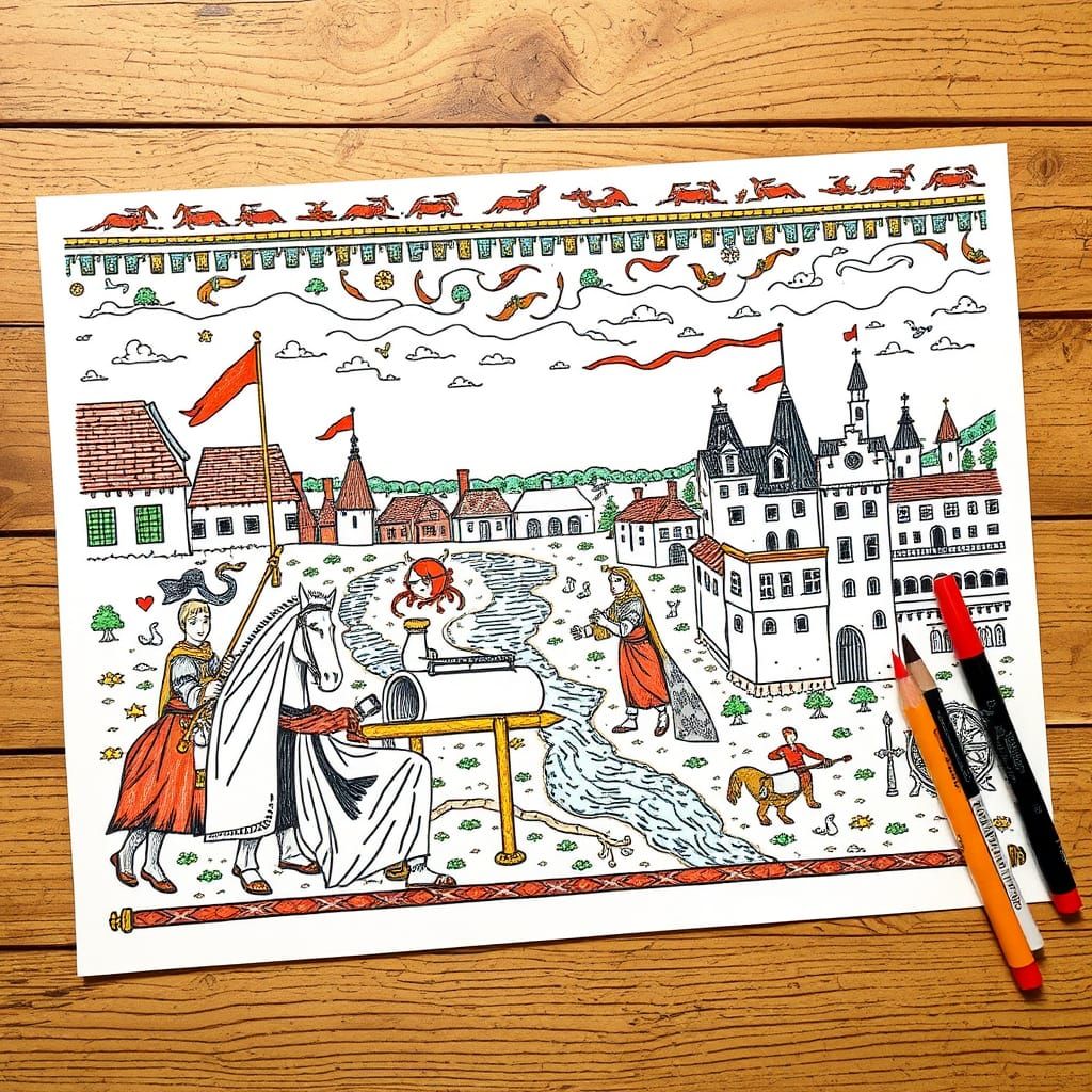Bayeux Tapestry in 2D Illustration Style