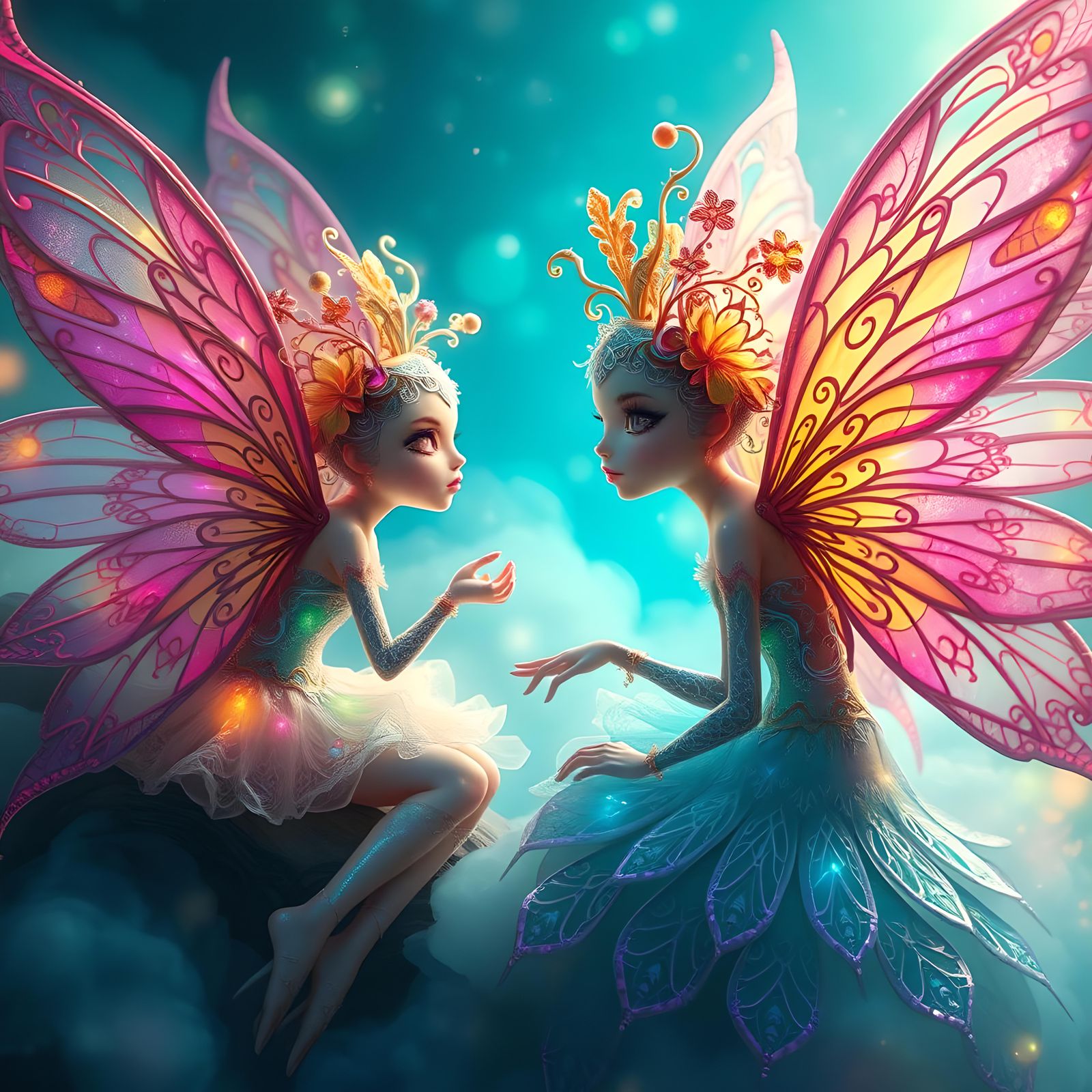 Dreamlike Fairies Portrait in a Surreal Style
