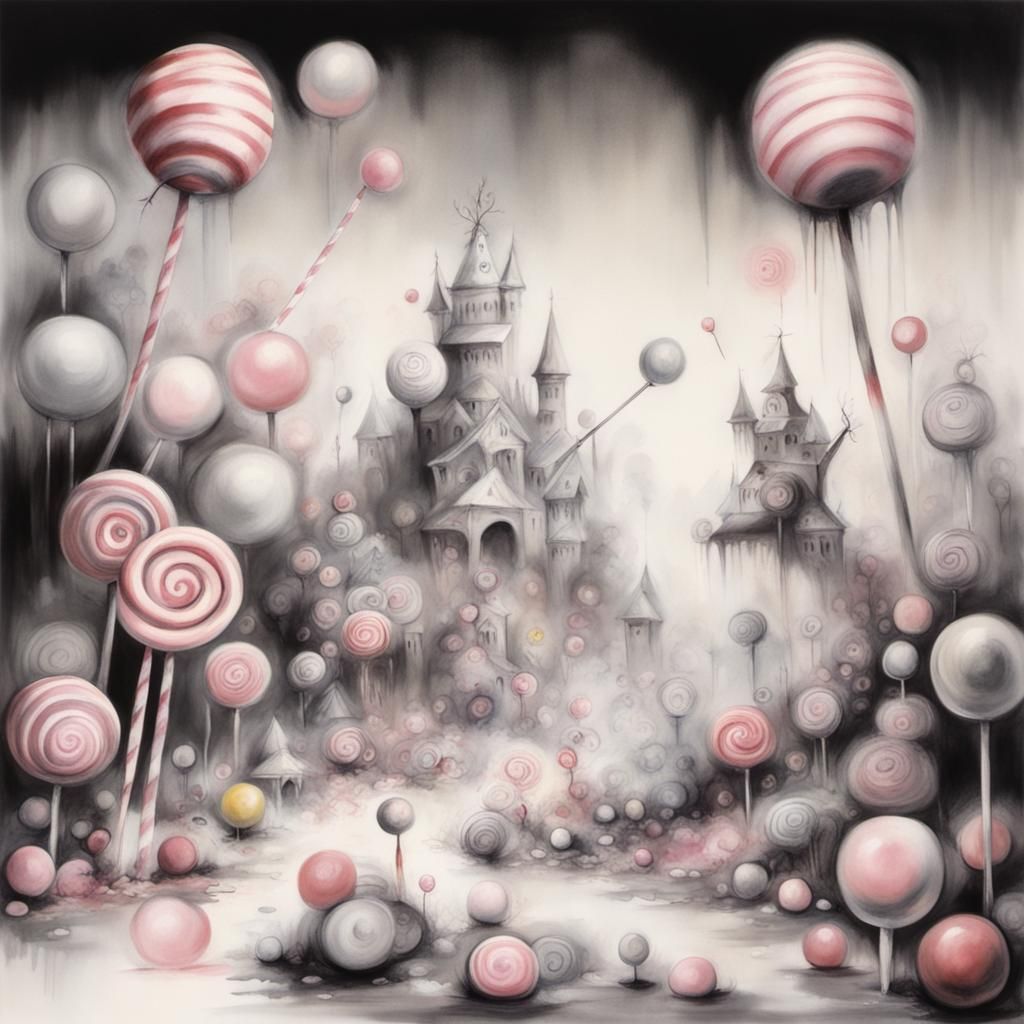 Grim Candy Land Illustration in Gammell Style