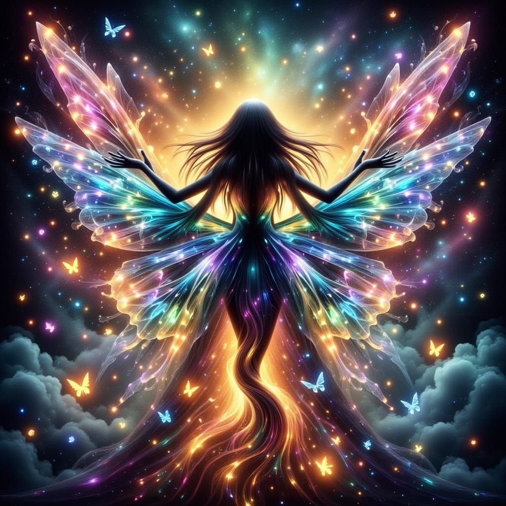 Ethereal Soul with Butterfly Wings in Surreal Style
